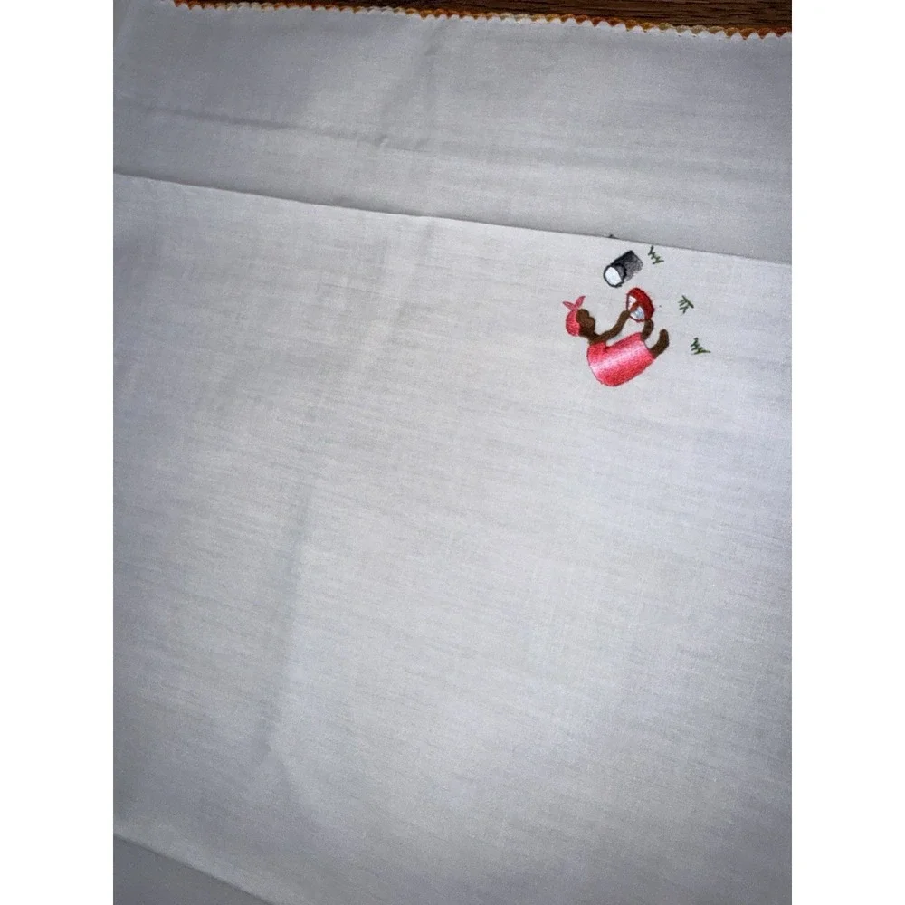 VTG Rare MCM Mid Century Modern Folk Art Cotton Tablecloth &‎ 6 Napkins Tropical